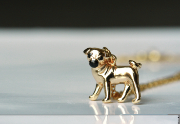 Halskette Mops vergoldet SterlingSilber Kette